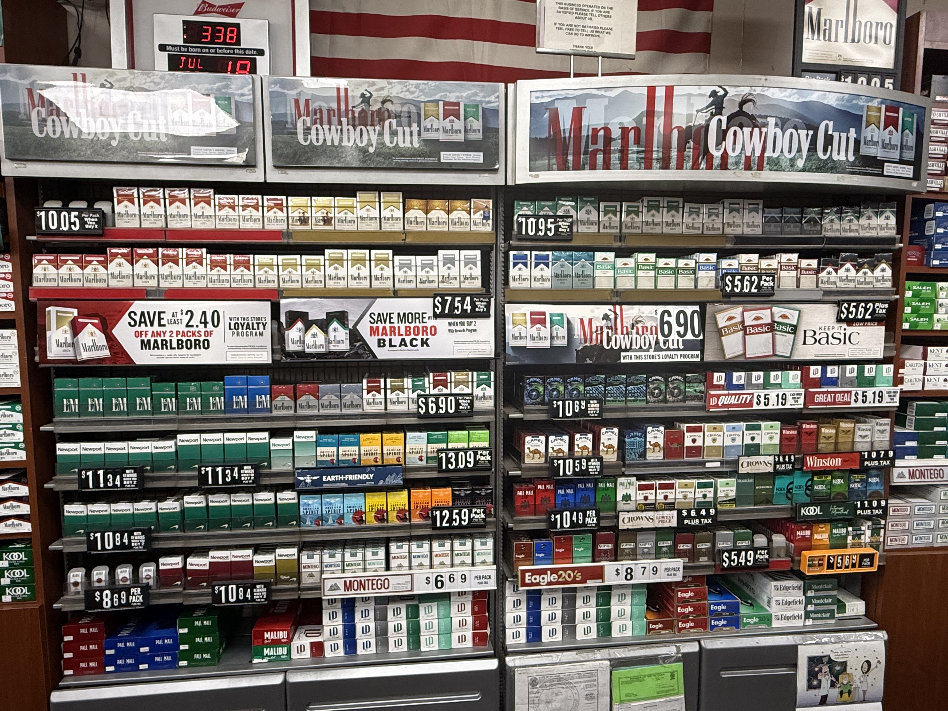 Cigarettes display at Smokers Only