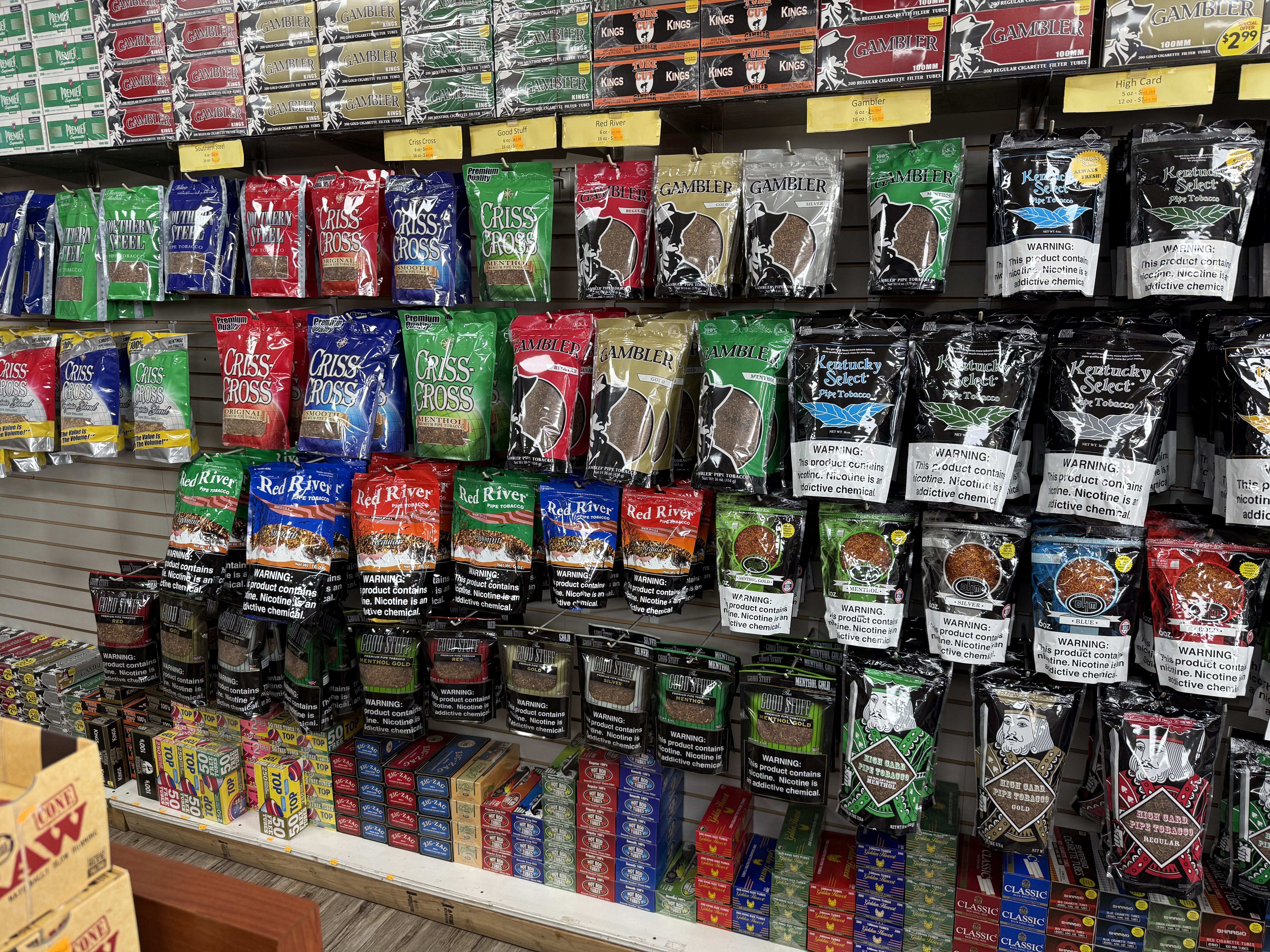 Tobacco products at Smokers Only